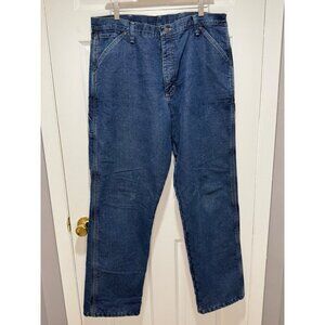 Wrangler Men's 36X34 Blue Denim Flannel-Lined Carpenter Jeans Authentic Issue
